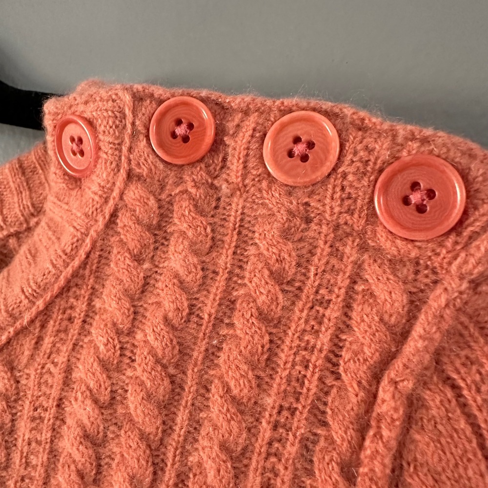 Inhabit Cashmere Blend Coral Cable Knit Sweater | Coral - Picture 3 of 11